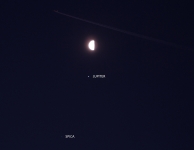 Samenstand Maan, Jupiter en Spica